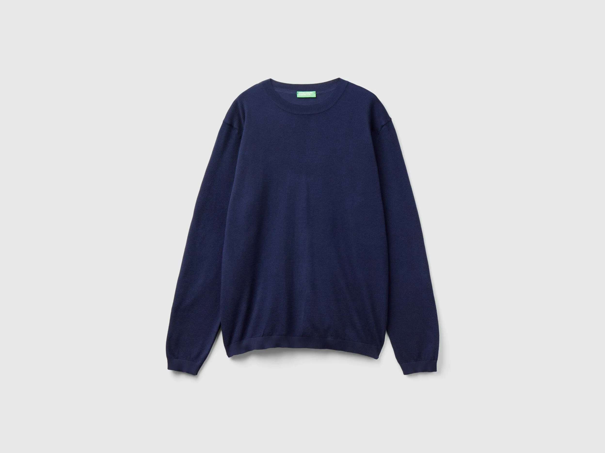 100% cotton crew neck sweater - Dark Blue | Benetton