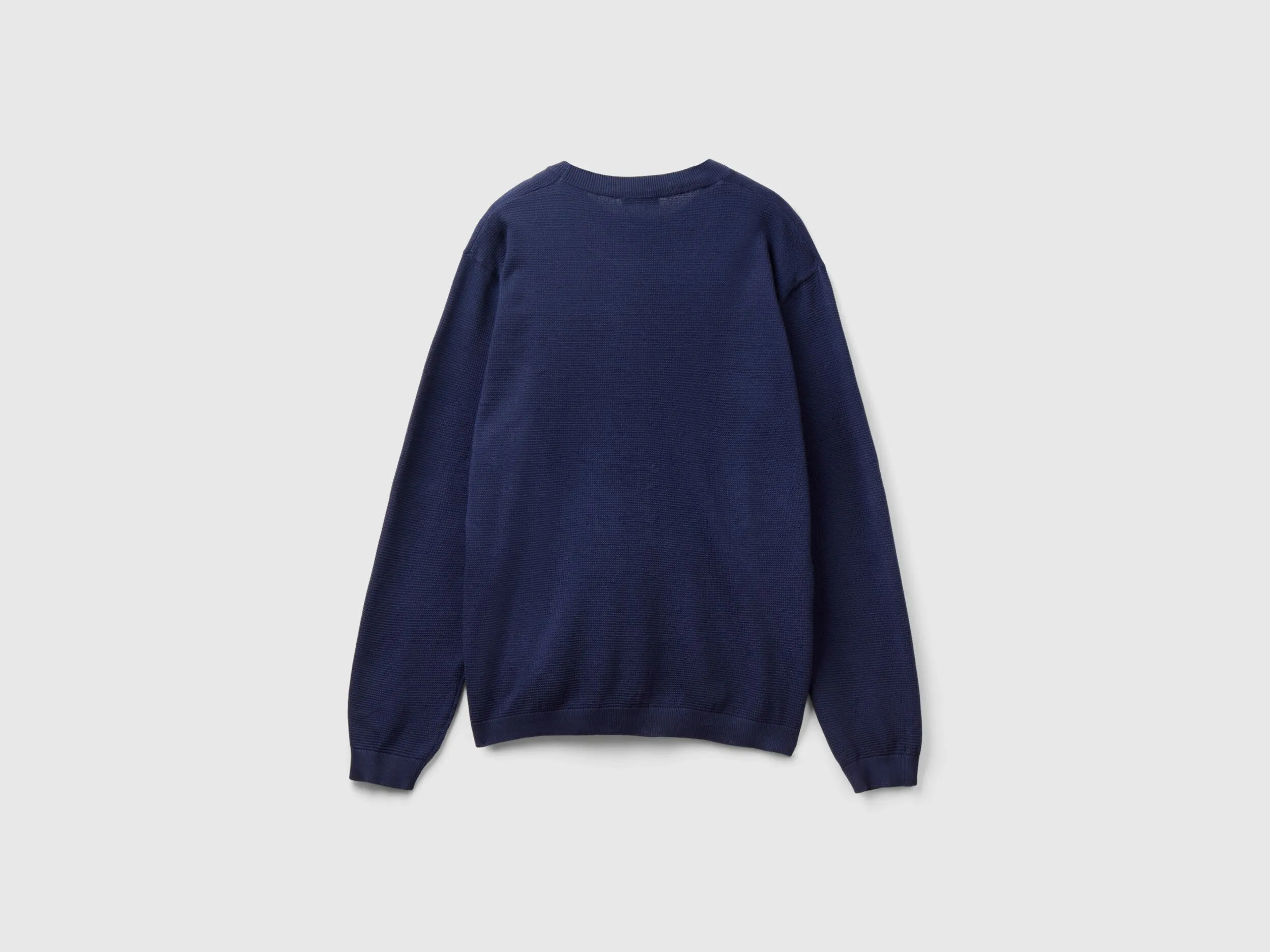 100% cotton crew neck sweater - Dark Blue | Benetton