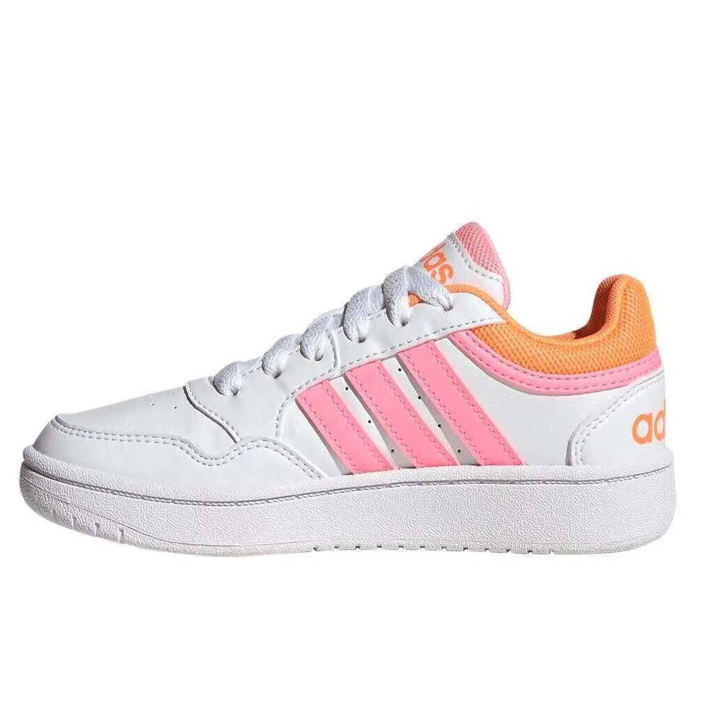 adidas Kids’ Hoops 3.0 Sneaker – White/Pink/Orange