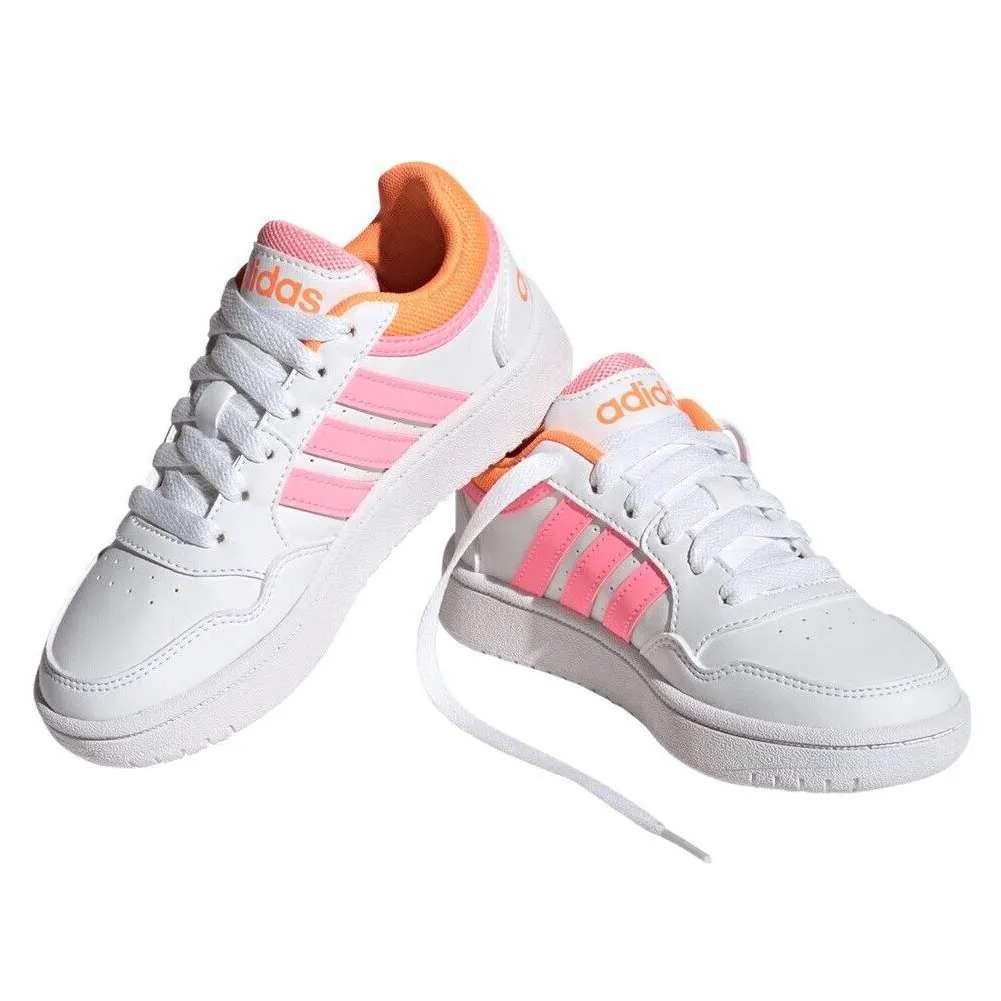 adidas Kids’ Hoops 3.0 Sneaker – White/Pink/Orange