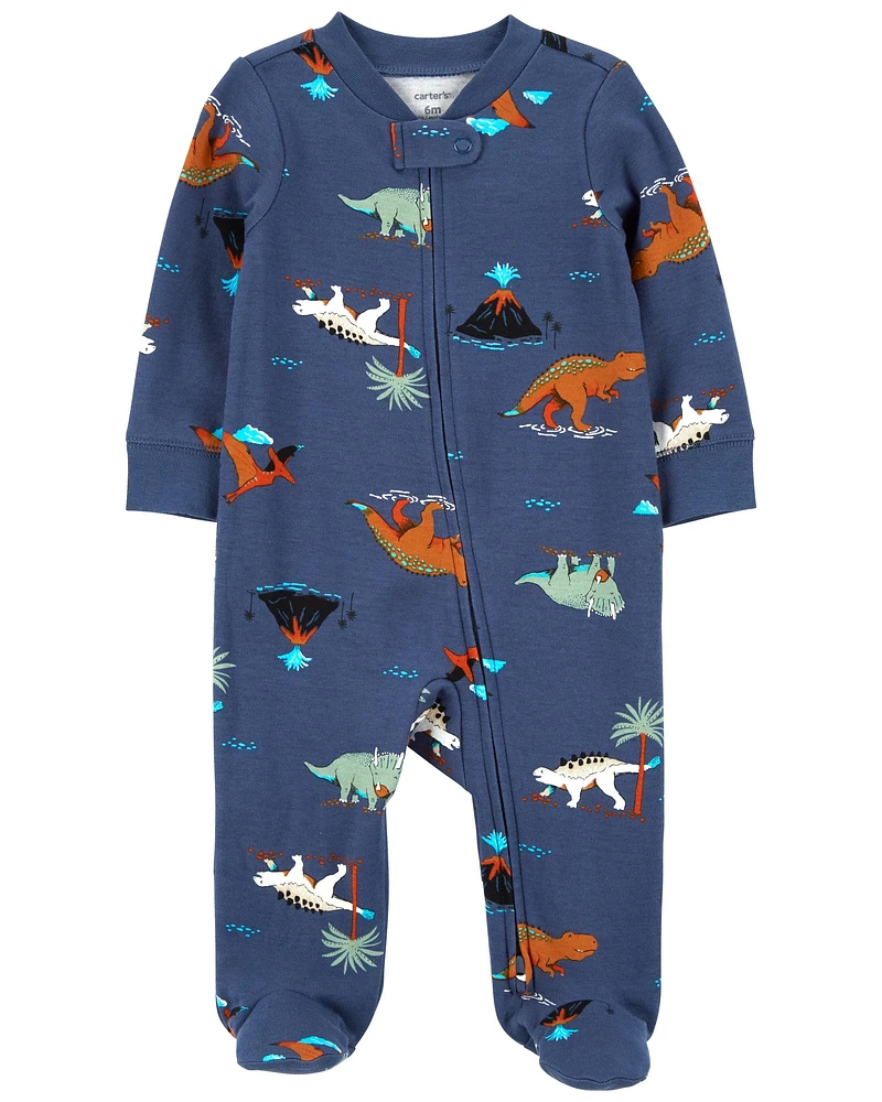 Baby Dinosaurs 2-Way Zip Cotton Sleep & Play Pajamas