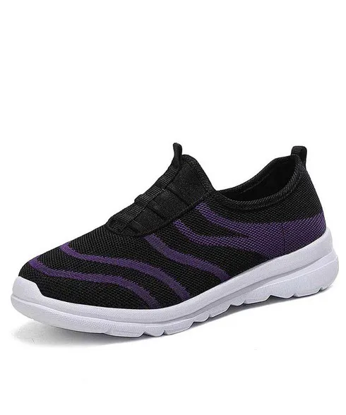 Black stripe pattern casual slip on shoe sneaker