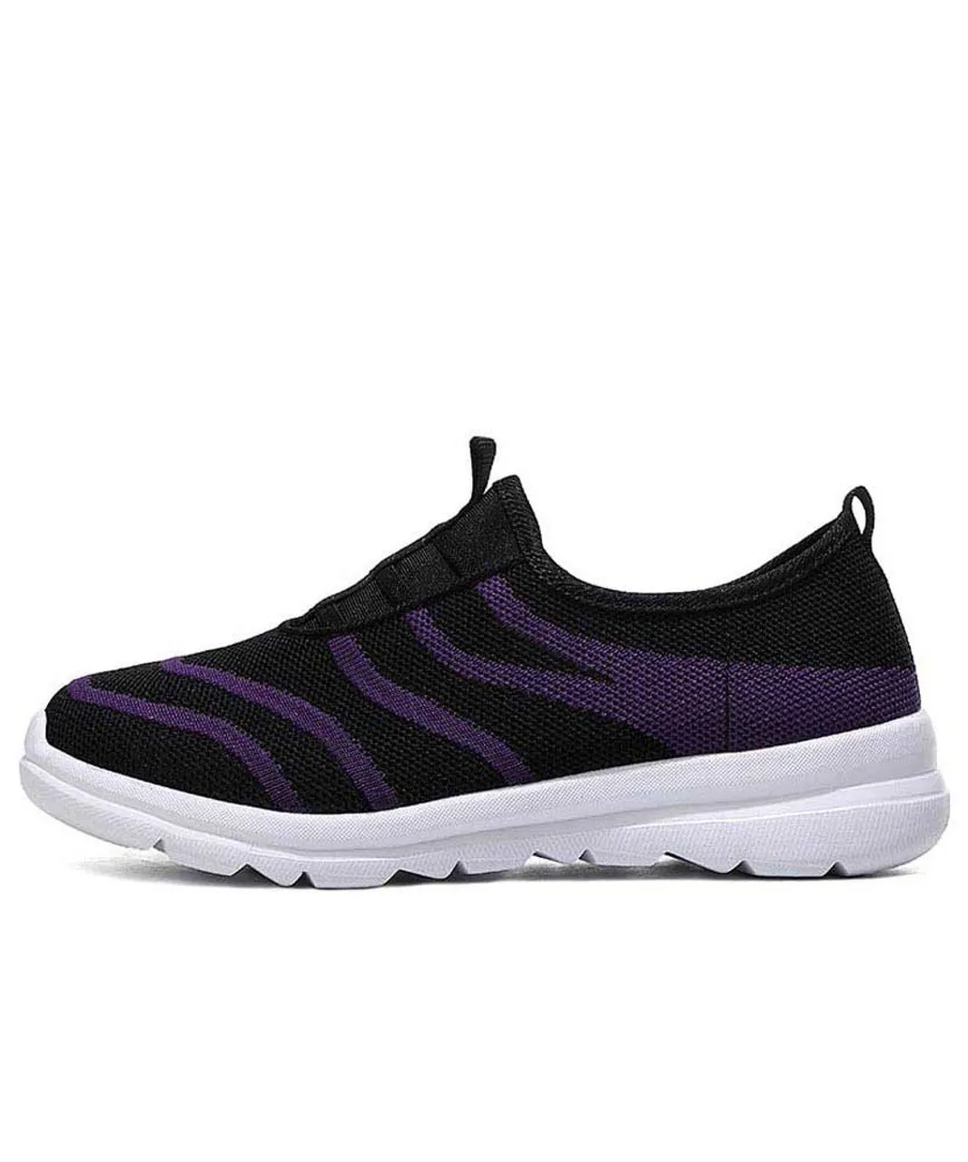 Black stripe pattern casual slip on shoe sneaker