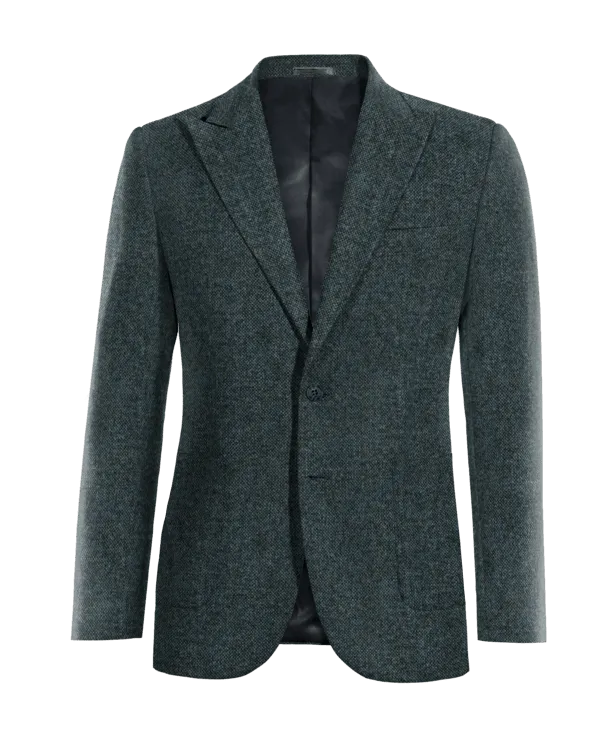  Blazer azul de donegal tweed solapa en pico