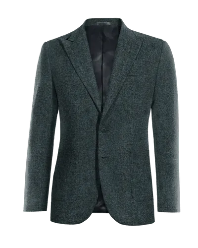  Blazer azul de donegal tweed solapa en pico