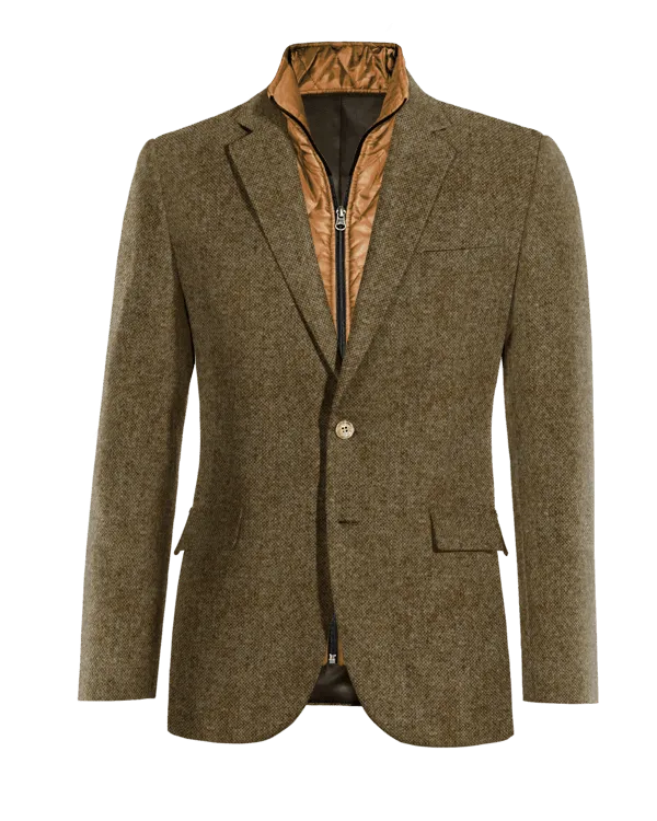  Blazer marrón de donegal tweed slim fit