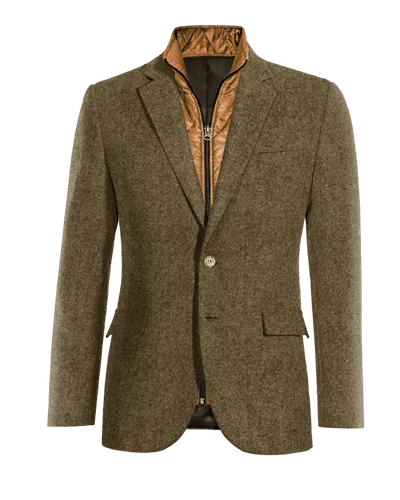  Blazer marrón de donegal tweed slim fit