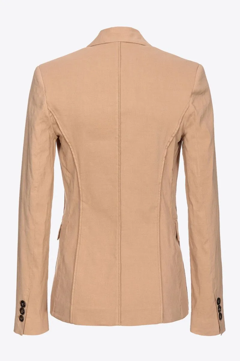 Blazer monopetto in lino stretch donna Beige