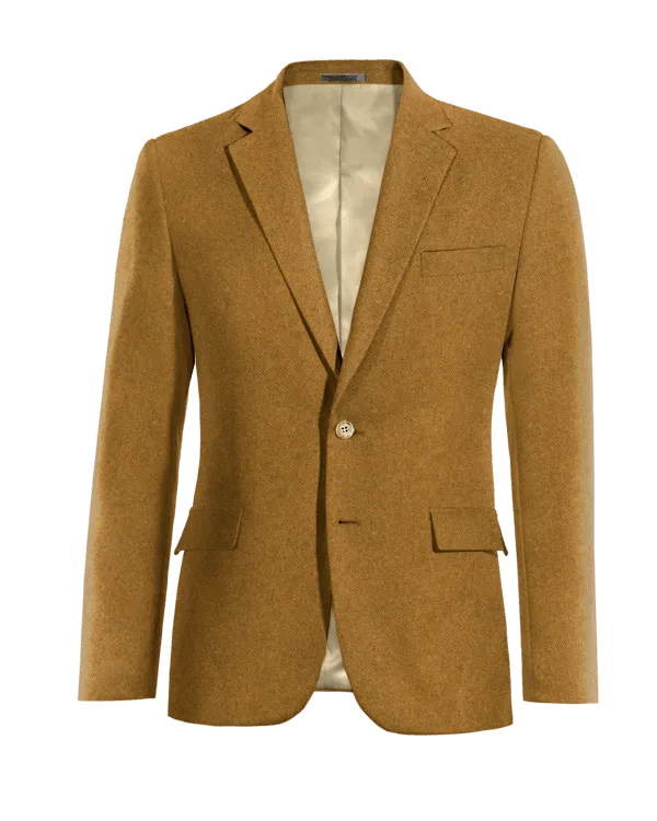  Blazer mostaza de tweed herringbone slim fit