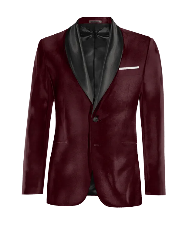  Blazer Smoking burdeos de terciopelo solapa ancha