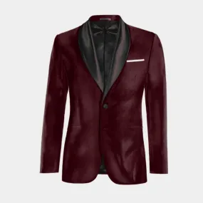  Blazer Smoking burdeos de terciopelo solapa ancha