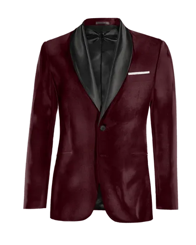  Blazer Smoking burdeos de terciopelo solapa ancha