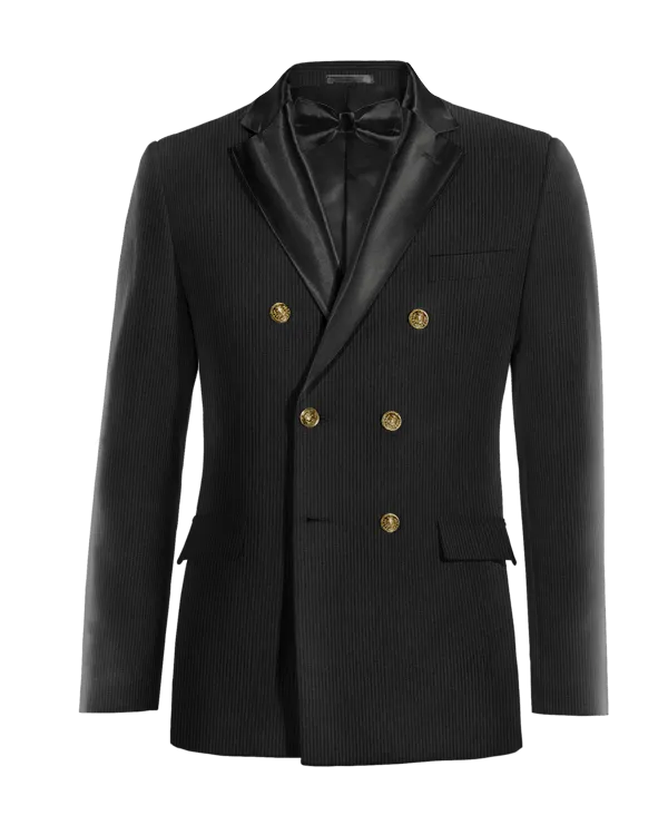  Blazer Tuxedo cruzada negra de pana