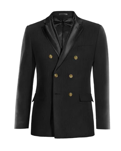  Blazer Tuxedo cruzada negra de pana