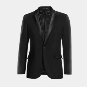  Blazer Tuxedo negra elástica de 1 botón