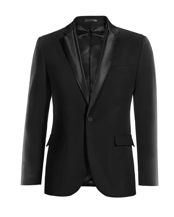  Blazer Tuxedo negra elástica de 1 botón