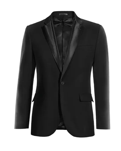  Blazer Tuxedo negra elástica de 1 botón