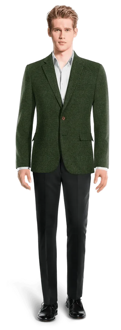  Blazer verde bosque de tweed herringbone esencial