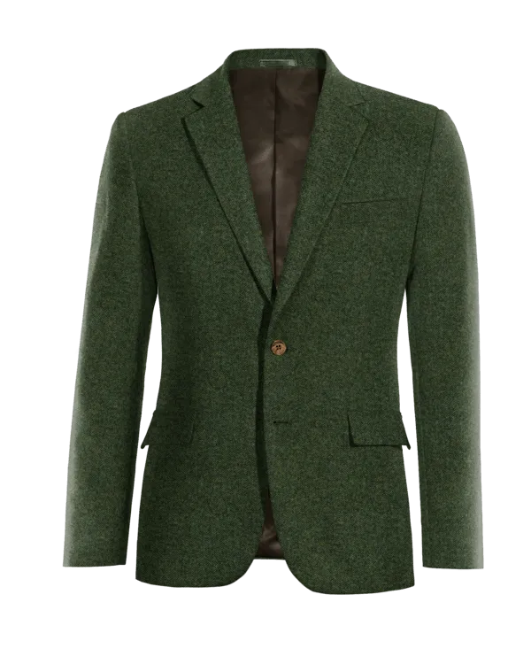  Blazer verde bosque de tweed herringbone esencial