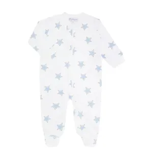 Blue Stars Print Zipper Footie