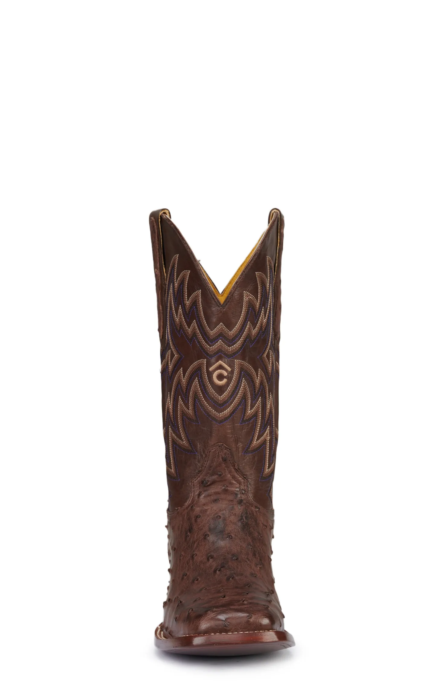 Cavender's Men's Chocolate Brown and Bruchiato Moka Full Quill Ostrich Rafter C Wide Square Toe Exotic Cowboy Boots