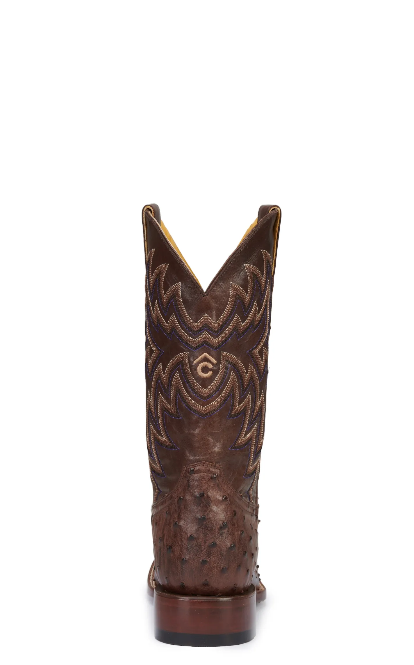 Cavender's Men's Chocolate Brown and Bruchiato Moka Full Quill Ostrich Rafter C Wide Square Toe Exotic Cowboy Boots