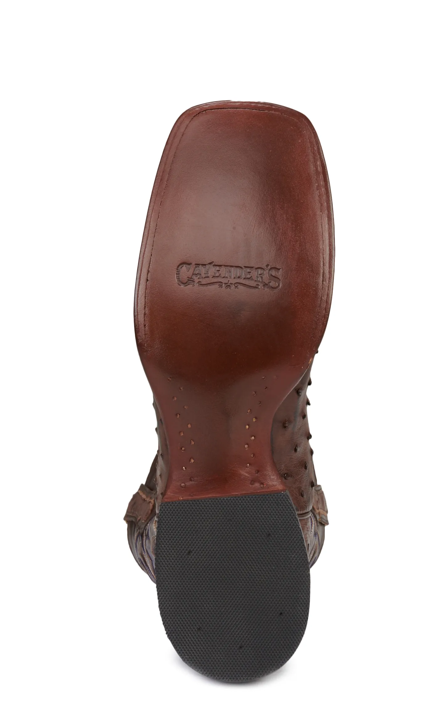 Cavender's Men's Chocolate Brown and Bruchiato Moka Full Quill Ostrich Rafter C Wide Square Toe Exotic Cowboy Boots