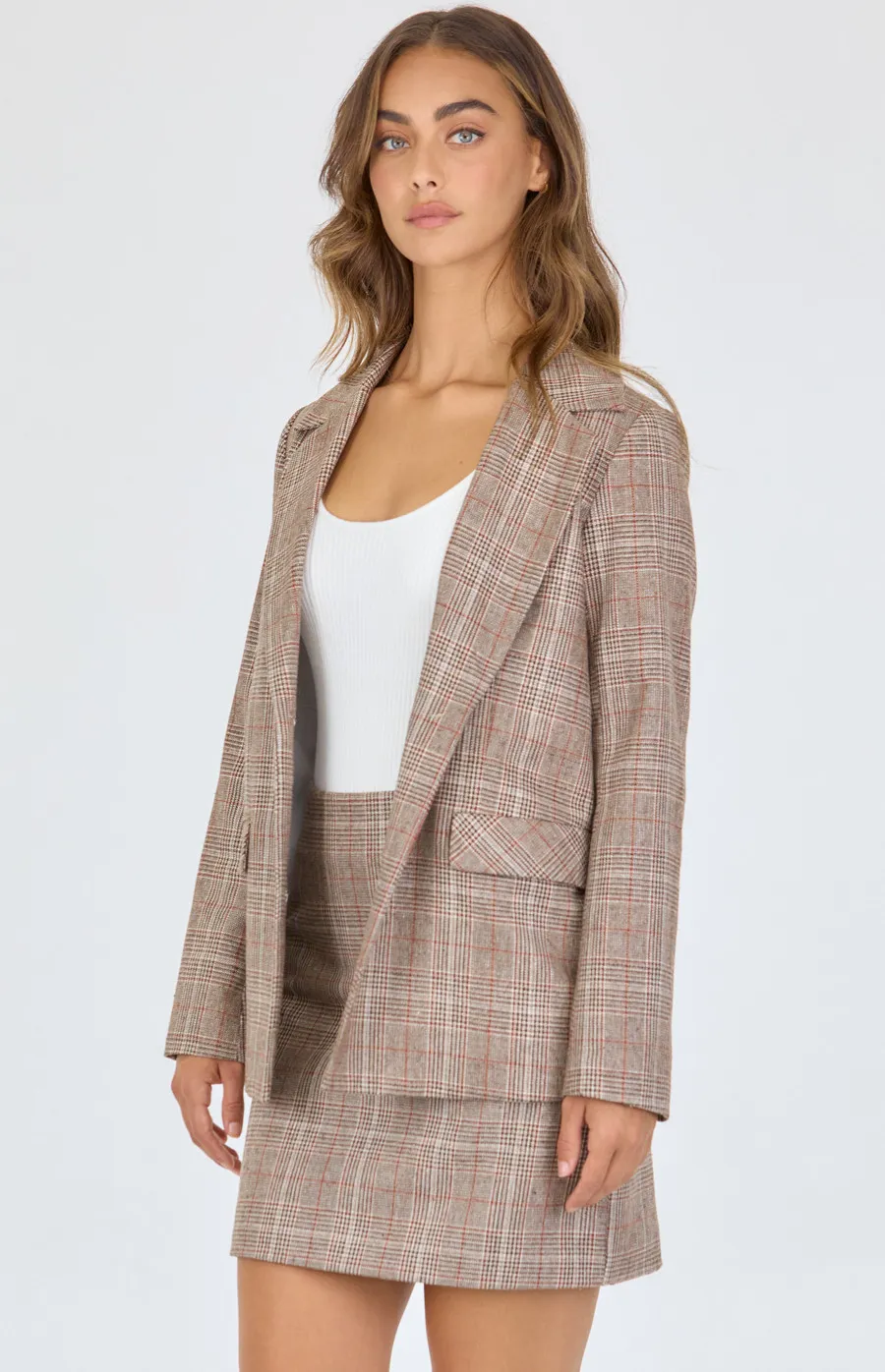 Checkered Blazer with Functional Pockets (SJT365B)