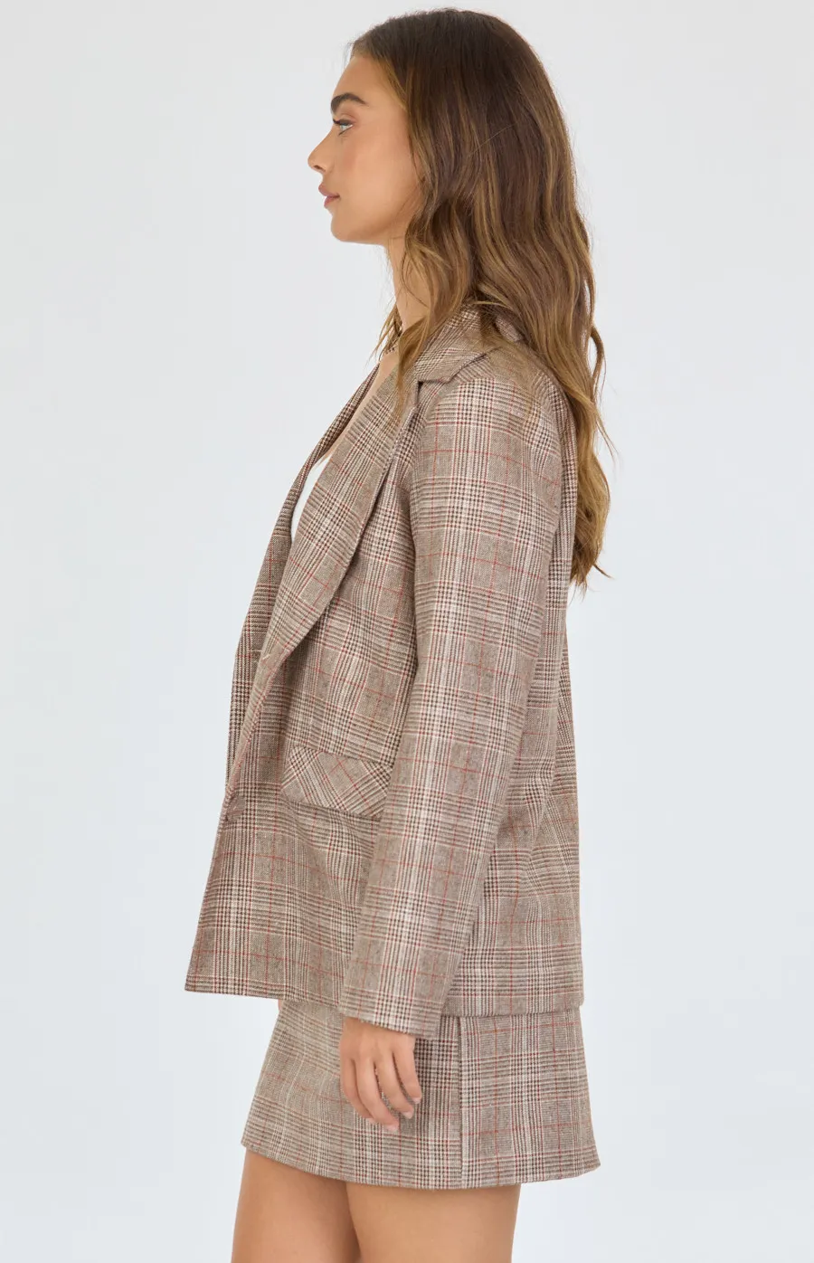 Checkered Blazer with Functional Pockets (SJT365B)