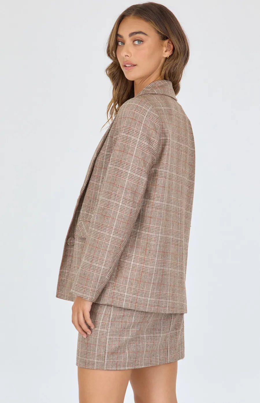 Checkered Blazer with Functional Pockets (SJT365B)