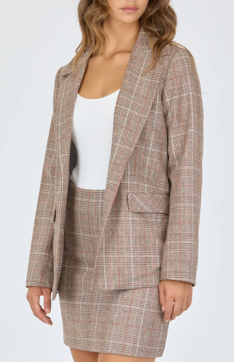 Checkered Blazer with Functional Pockets (SJT365B)