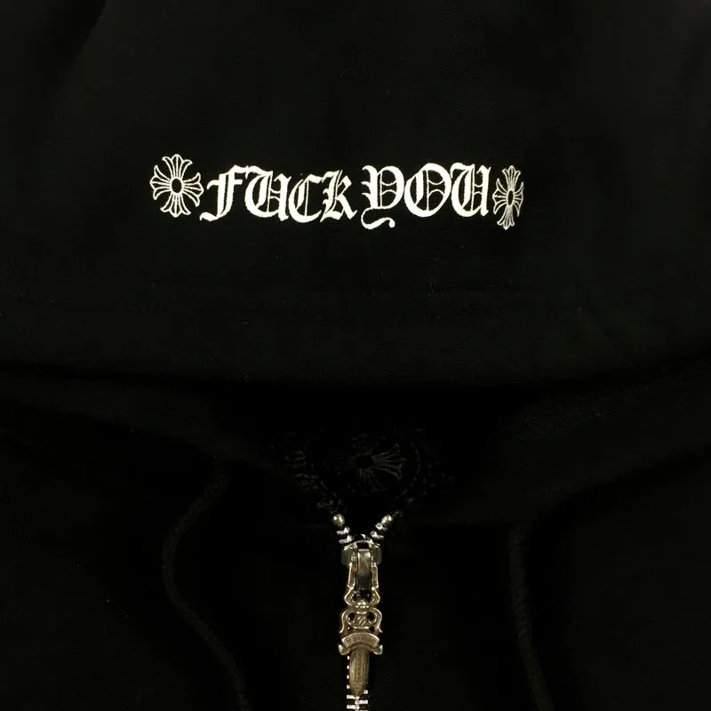 Chrome Hearts Black Fuck You Logo Zip Up Hoodie Vintage