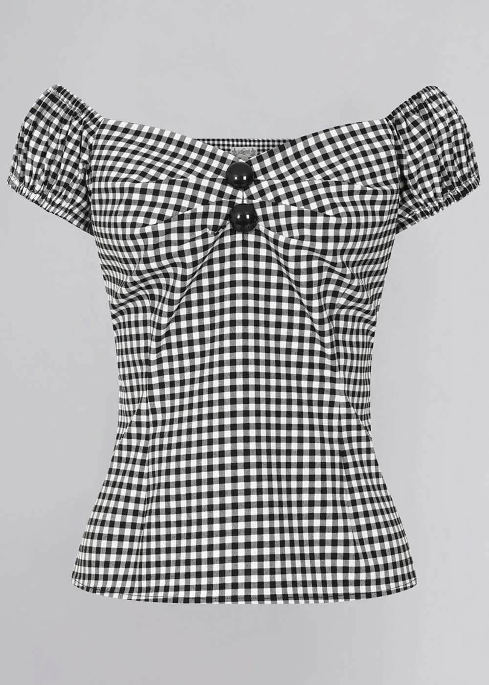 Collectif Dolores Gingham 50's Top Black White