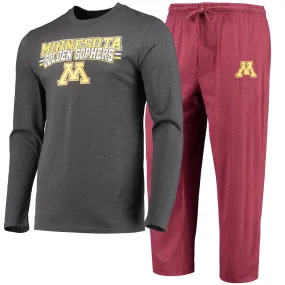 Concepts Sport Minnesota Golden Gophers Maroon/Heathered Charcoal Meter Long Sleeve T-Shirt & Pants Sleep Set