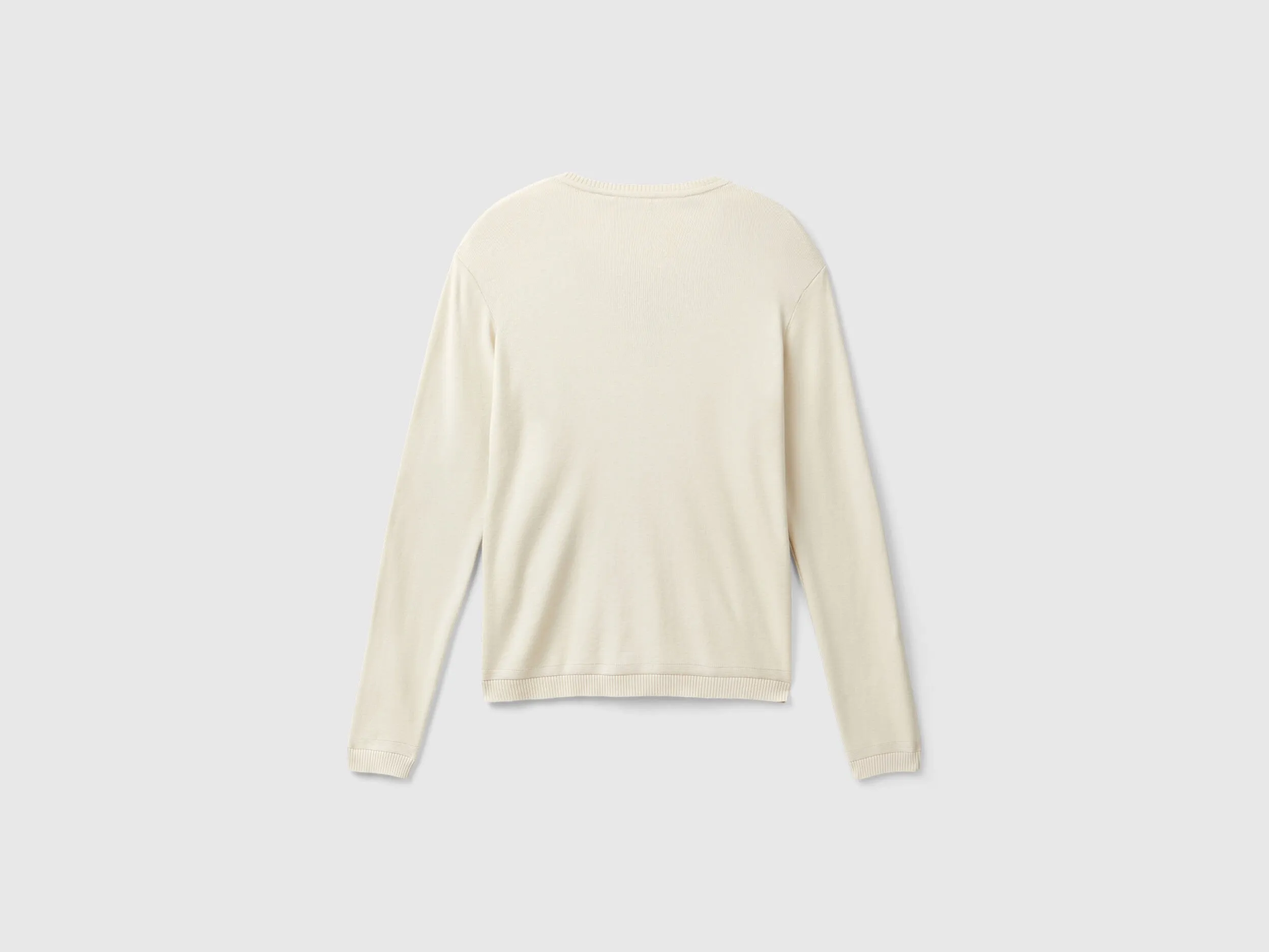 Crew neck cardigan in pure cotton - Beige | Benetton