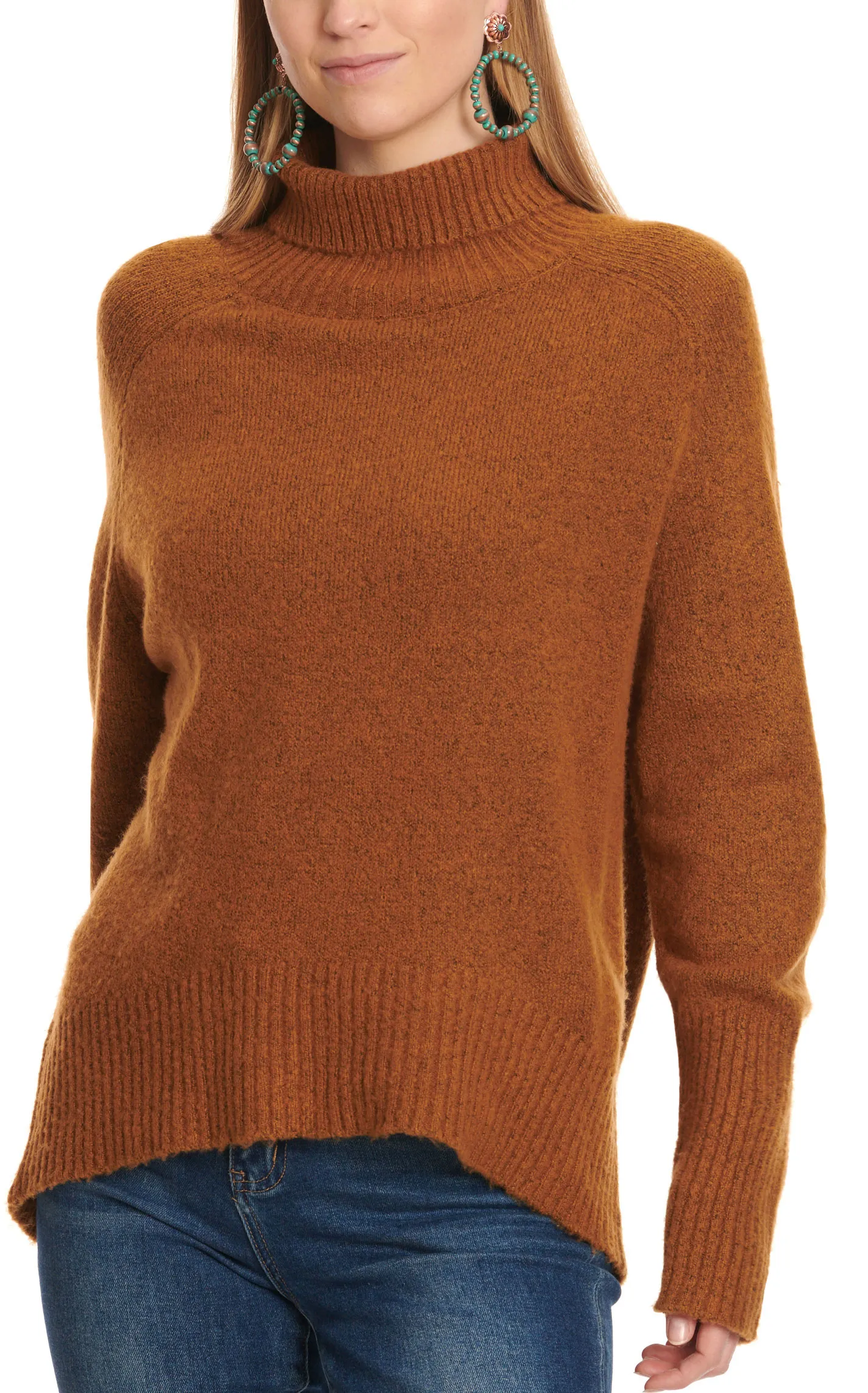 Double Zero Women's Brown Turtleneck Sweater