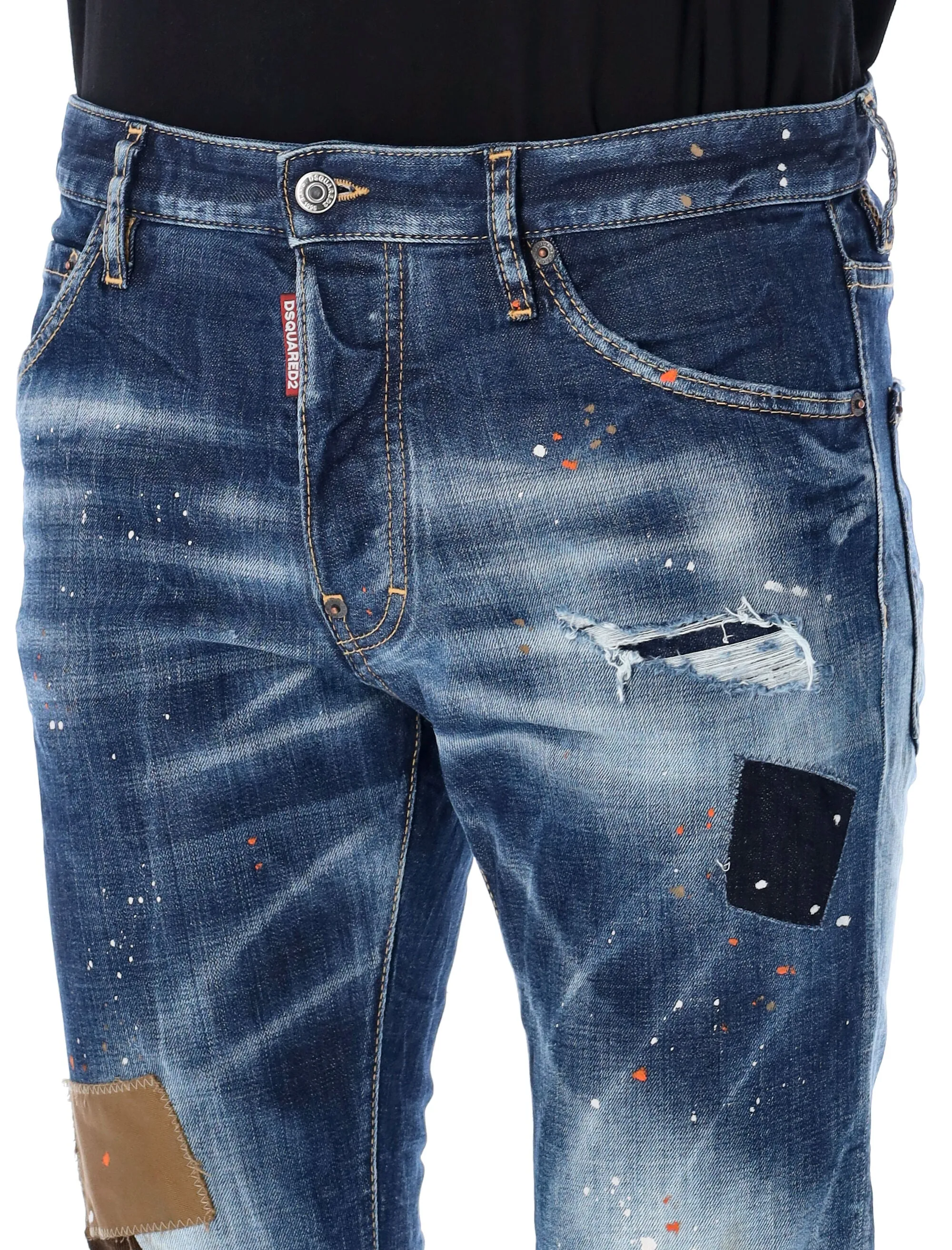 Dsquared2 Paint Splatter Effect Distressed Jeans