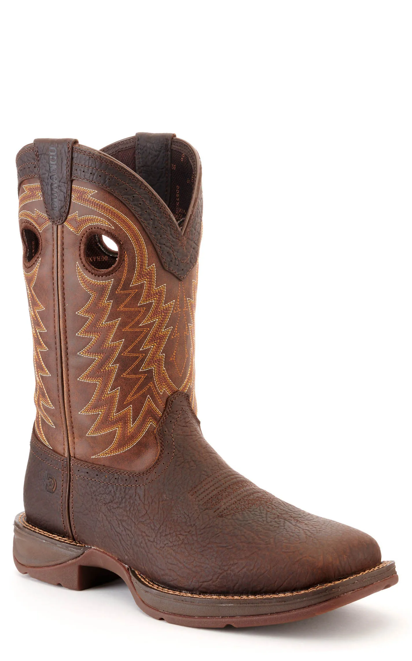 Durango Men's Rebel Dark Brown and Chestnut Wide Square Toe Cowboy Boots - Cavender's Exclusive