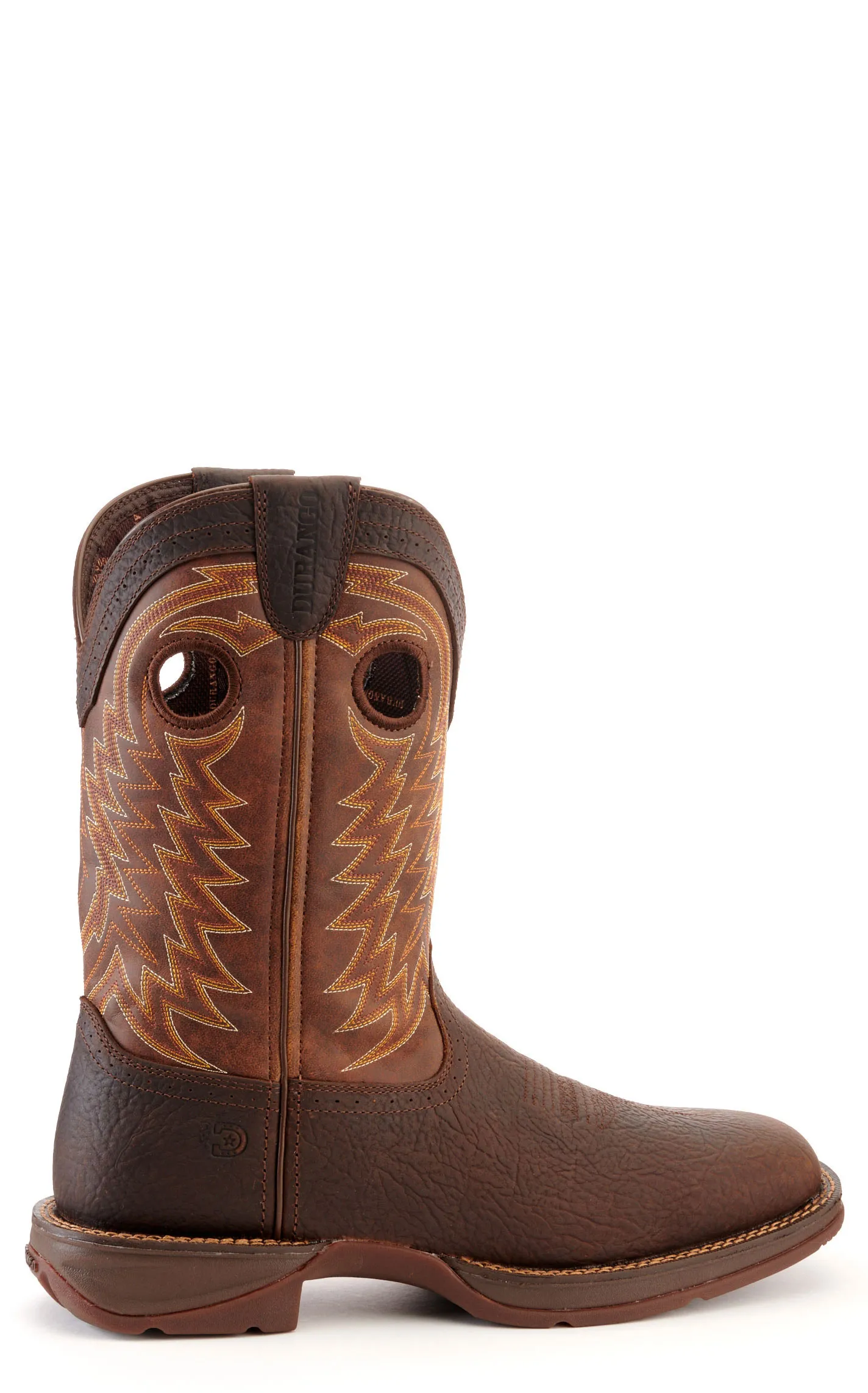 Durango Men's Rebel Dark Brown and Chestnut Wide Square Toe Cowboy Boots - Cavender's Exclusive