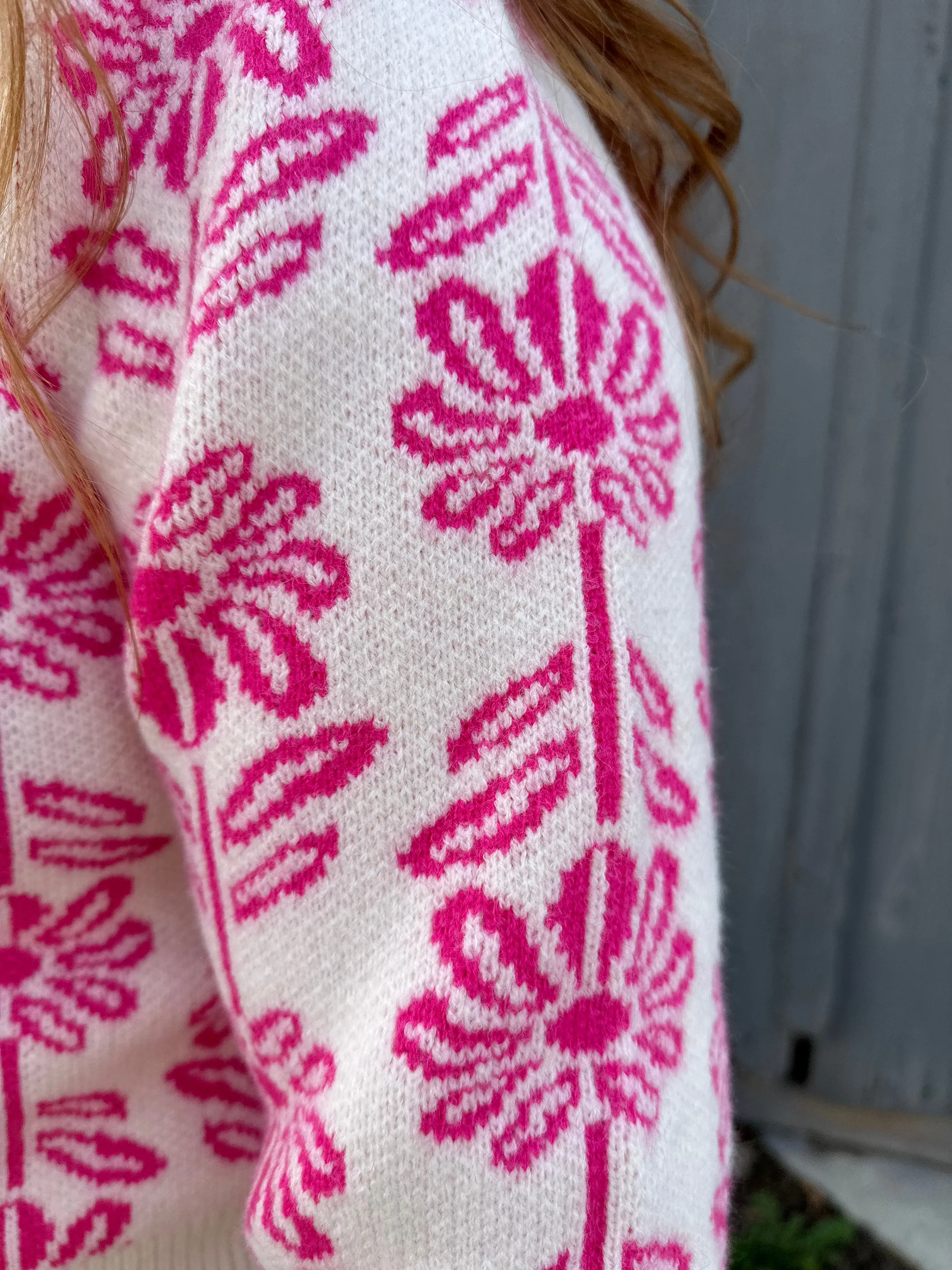 Electric Pink Flower Sweater