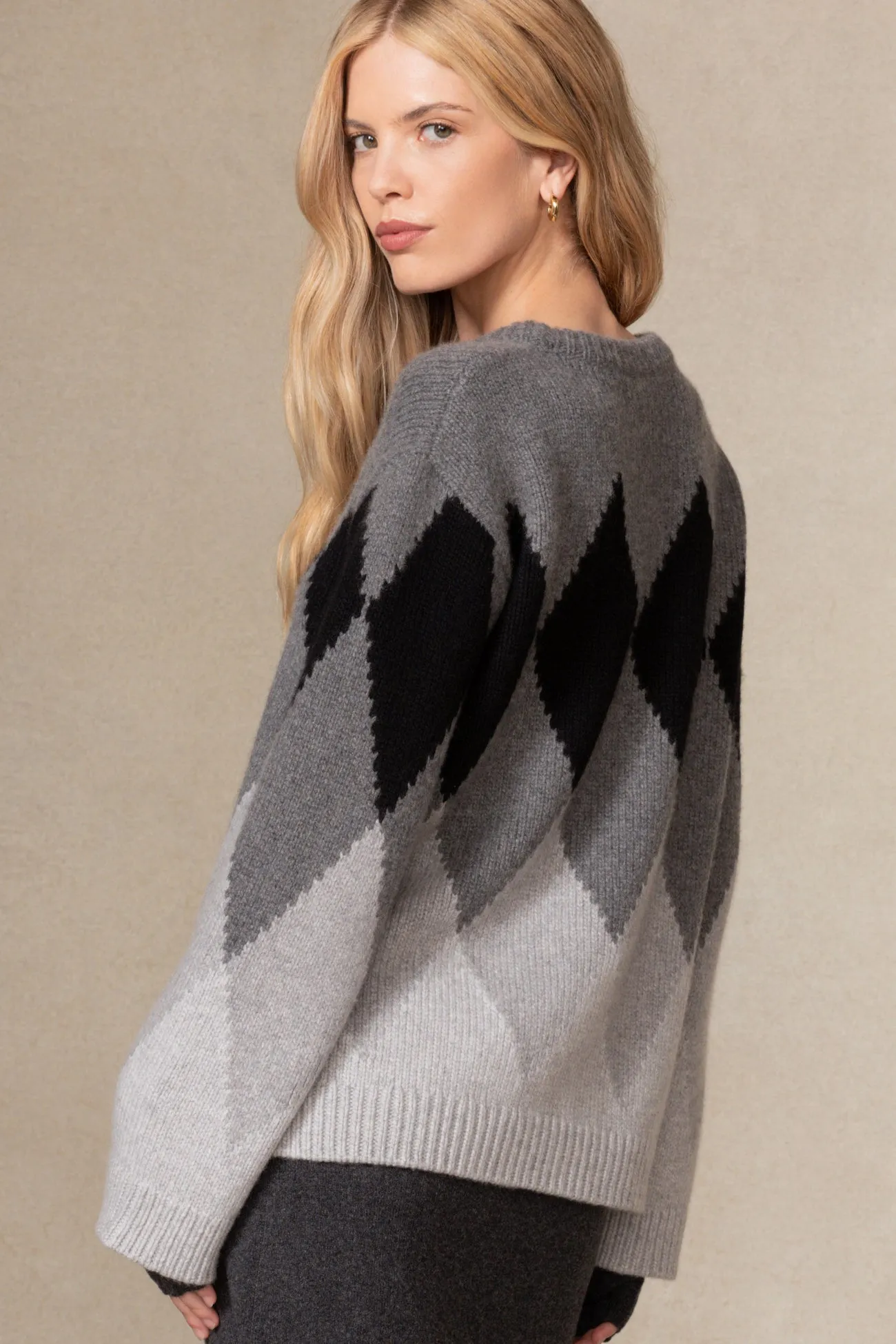 ENA ARGYLE CASHMERE SWEATER