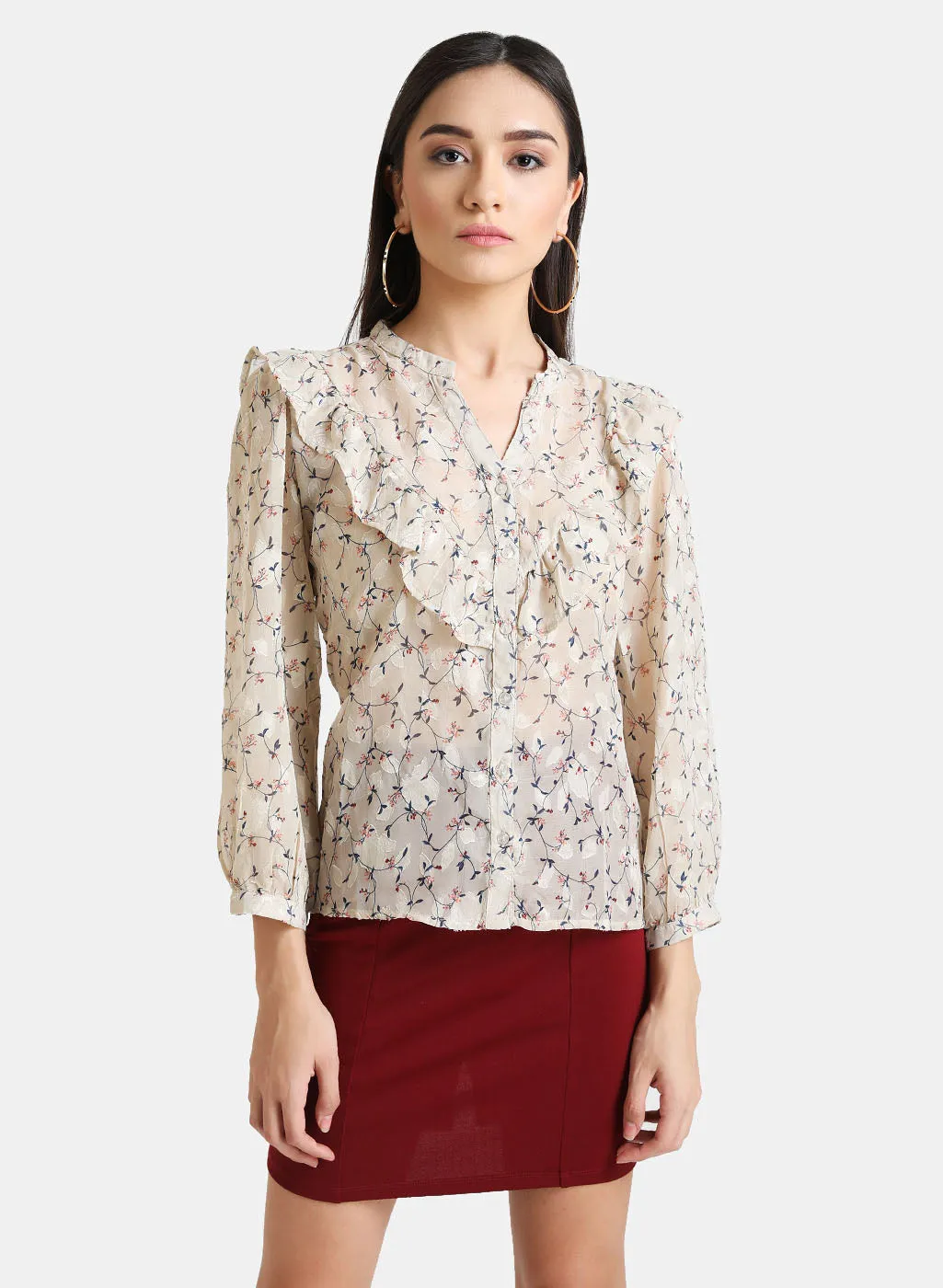 Floral Frill Detailed Shirt