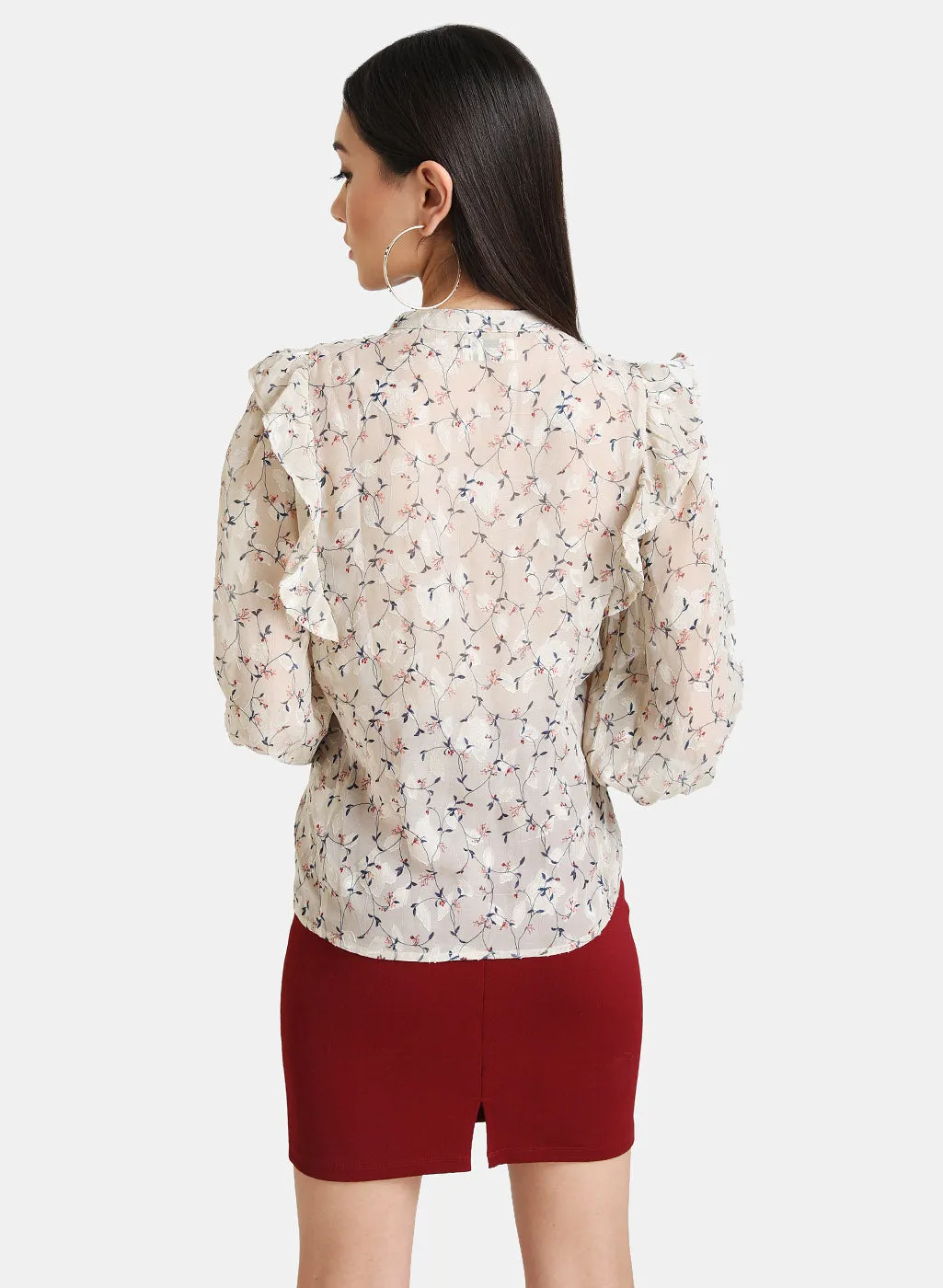 Floral Frill Detailed Shirt