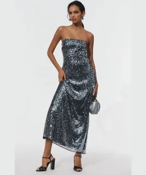 For Love & Lemons Strapless Sequin Maxi Dress