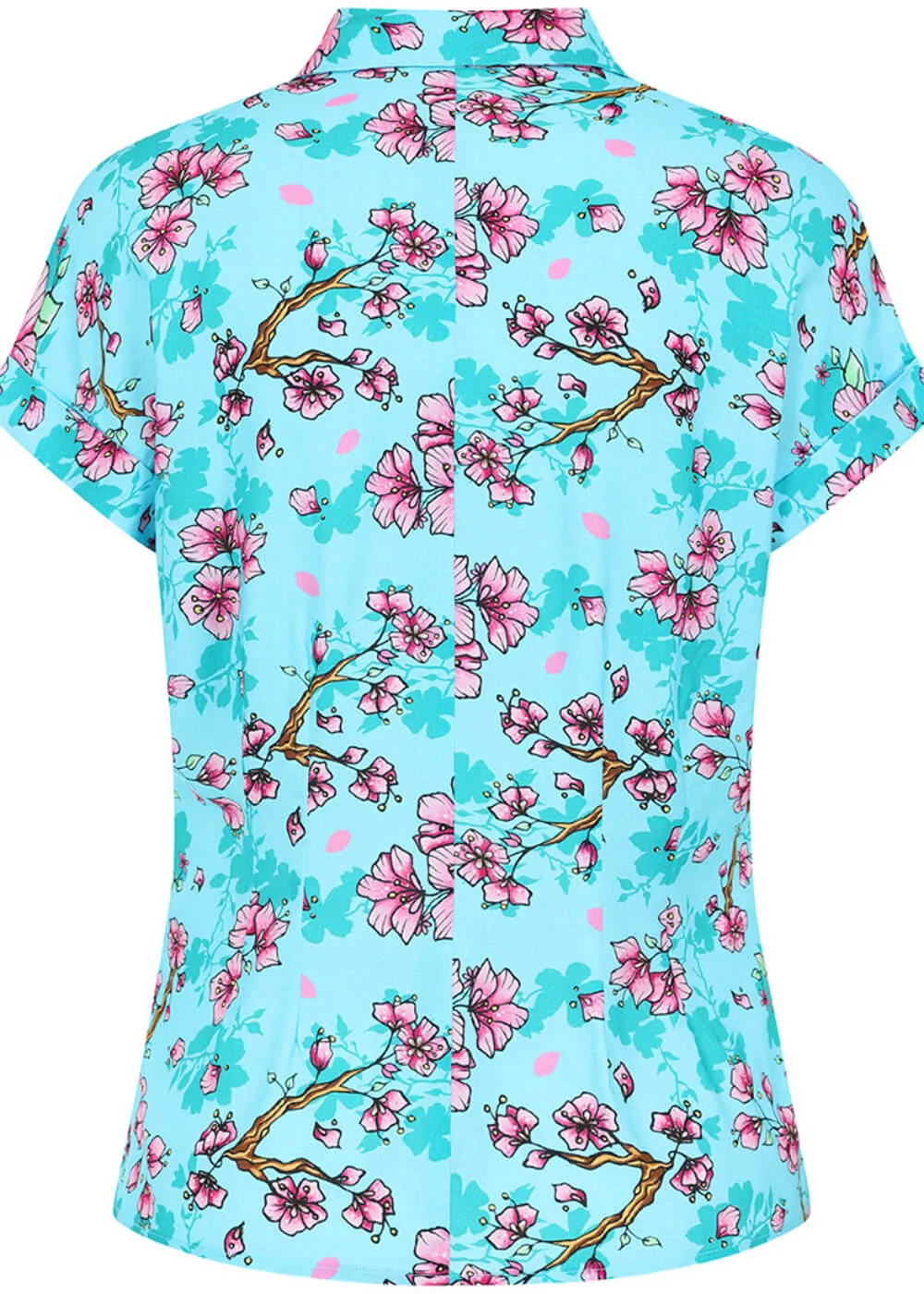 Hell Bunny Louella Blossom 40's Blouse Aqua