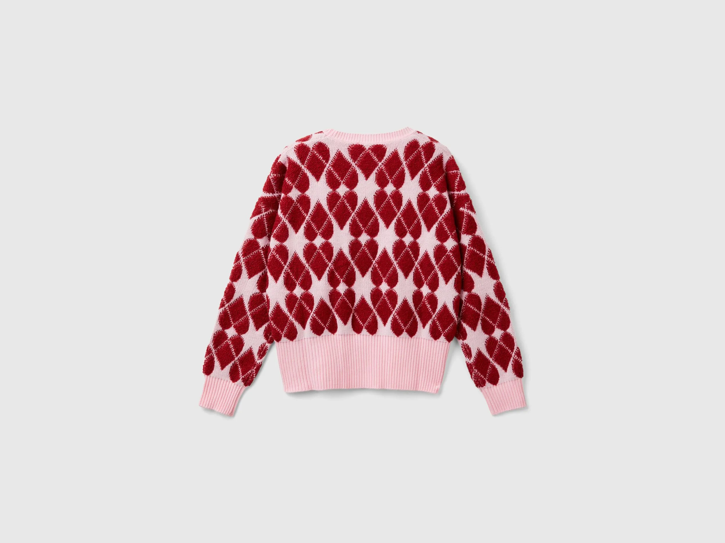 Jacquard heart sweater - Pink | Benetton