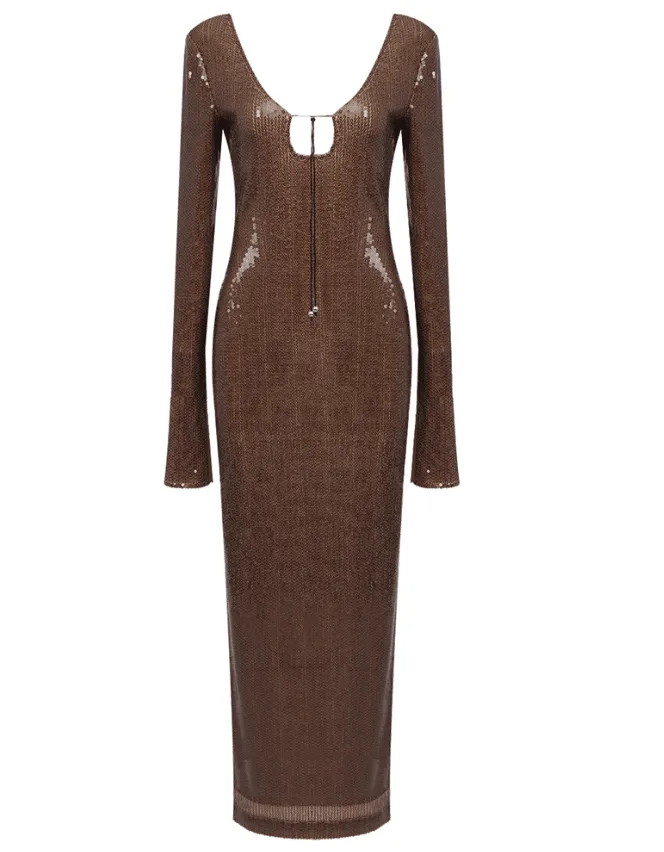 Jasem Brown Maxi Dress