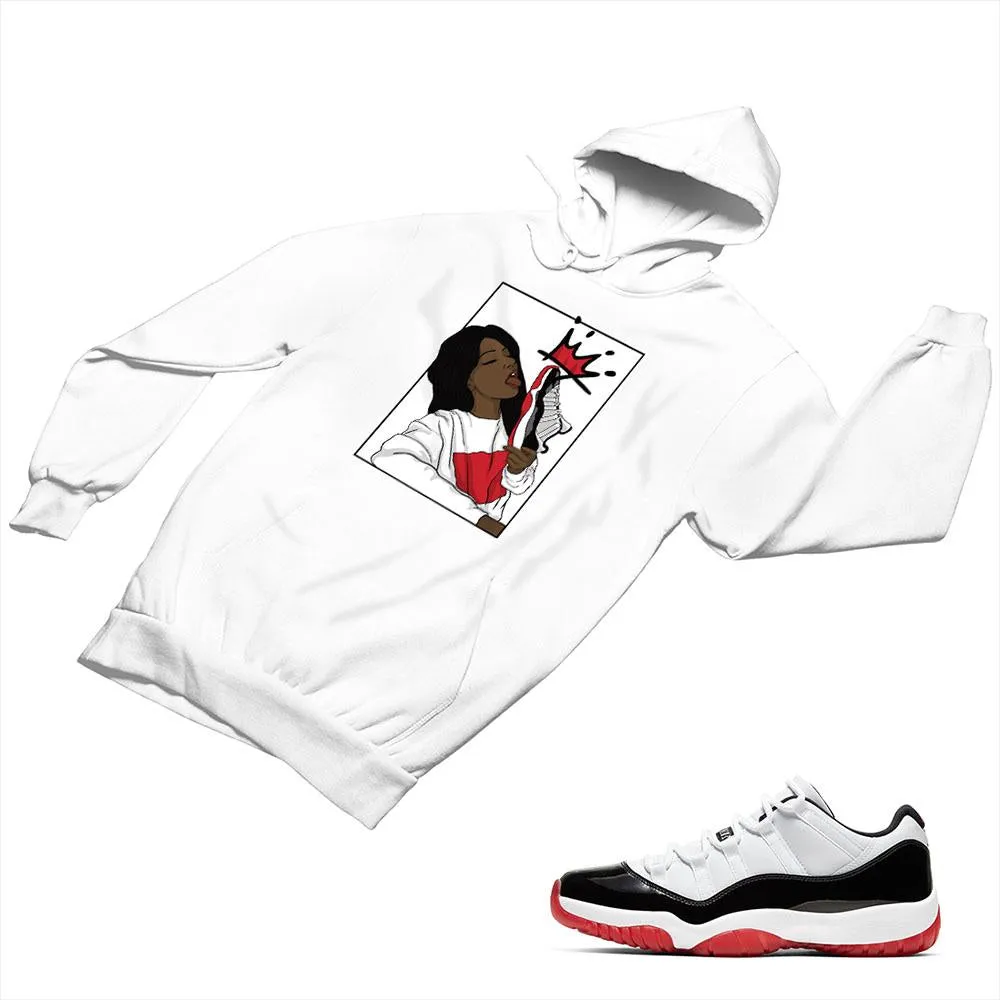 Jordan 11 White Bred Matching Custom Designed Hoodies JD 11-5-7-5