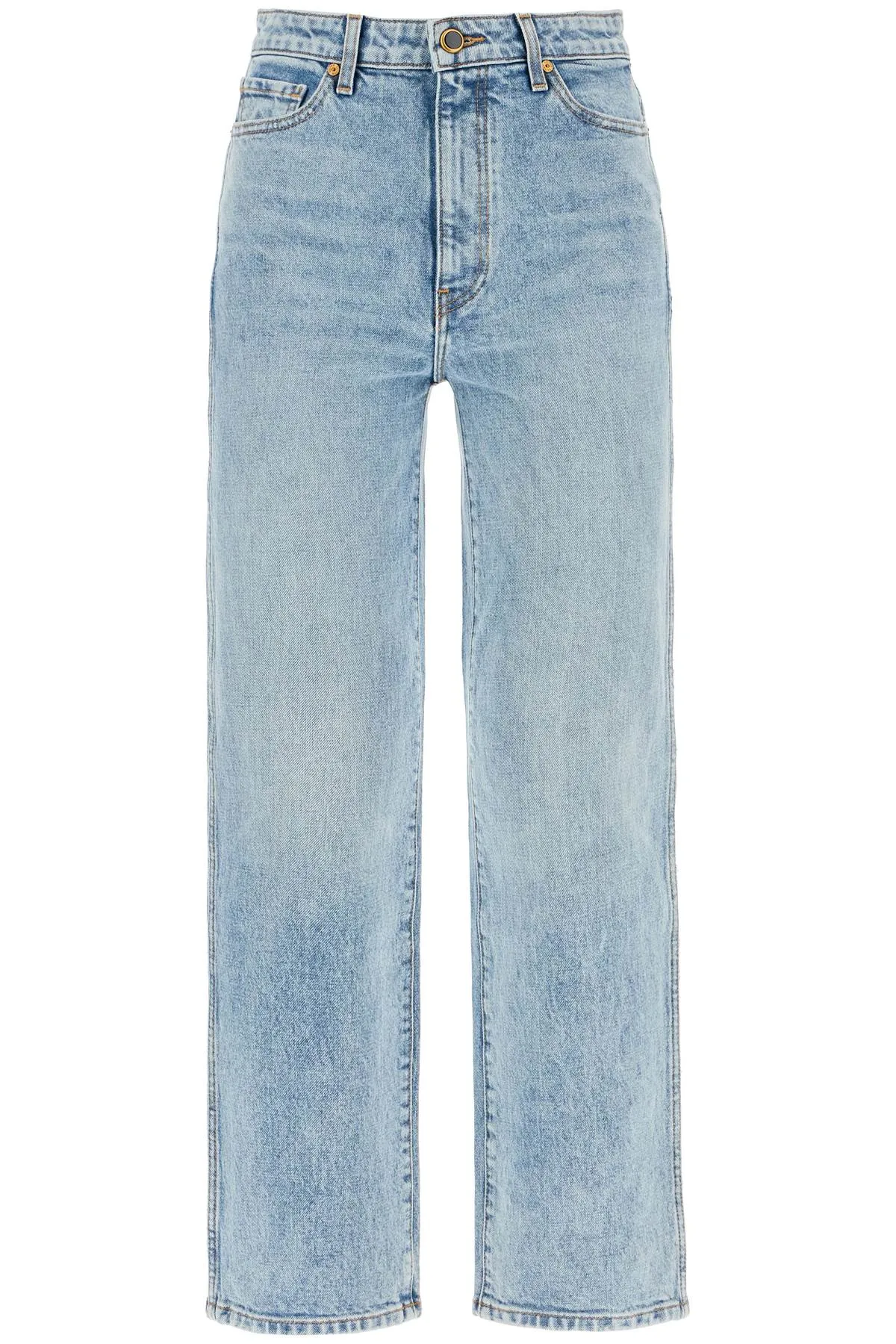 KHAITE Cropped Straight Leg Vintage Wash Jeans