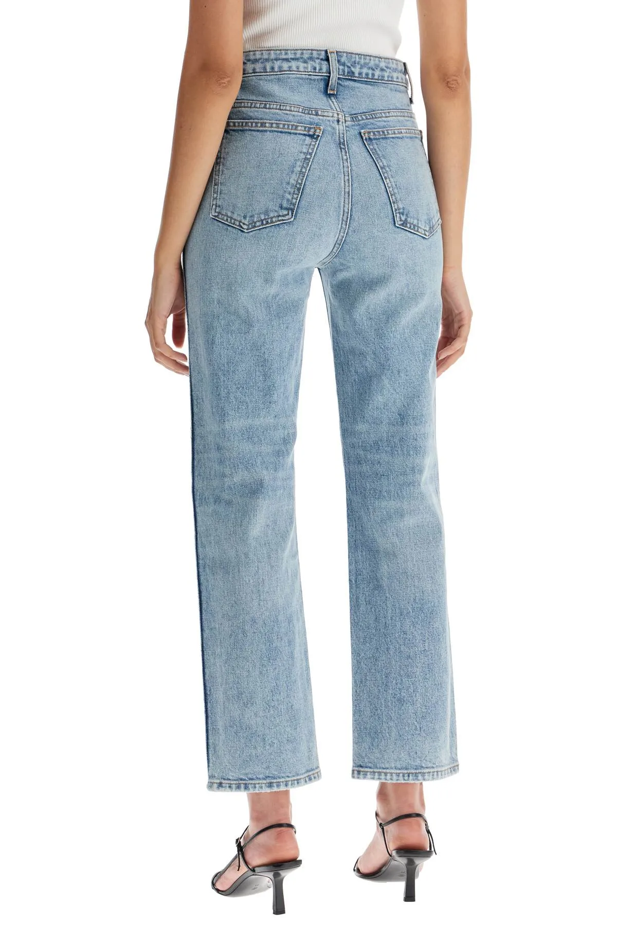 KHAITE Cropped Straight Leg Vintage Wash Jeans